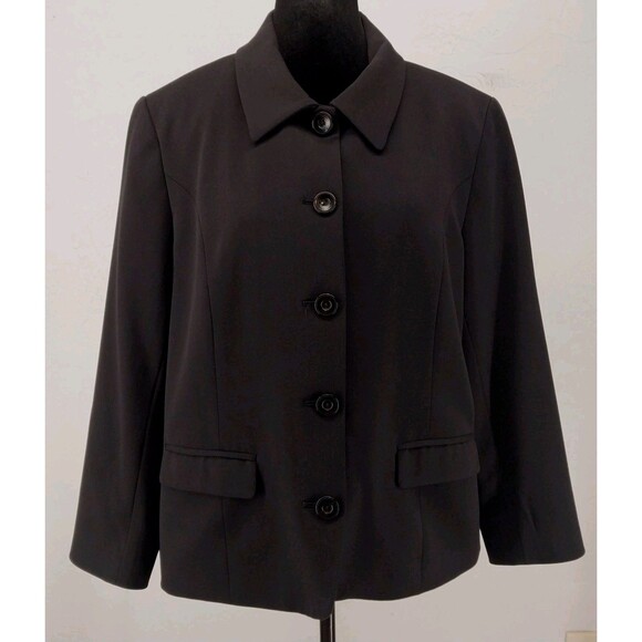 Appleseed's Classic Black Full Button Closure Blazer Plus Size Petite 18P - Picture 1 of 6
